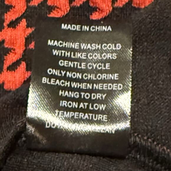 NWT Calessa Womens Stretch Knit Houndstooth Cowl Neck Tunic Top Size L Red Black - Picture 15 of 16